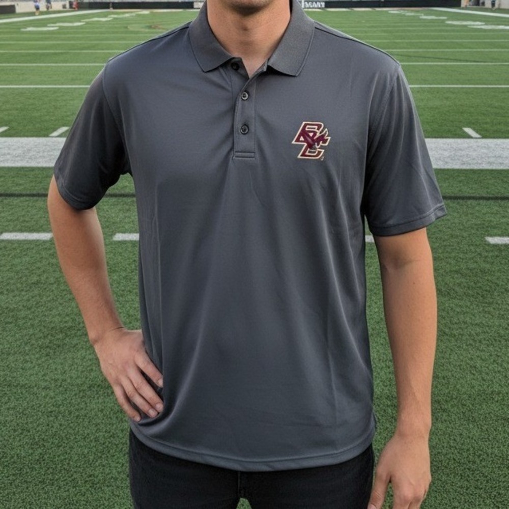 Boston College Eagles Vansport Mens Gray Active‎ Short Sleeve Polo Shirt 2XL